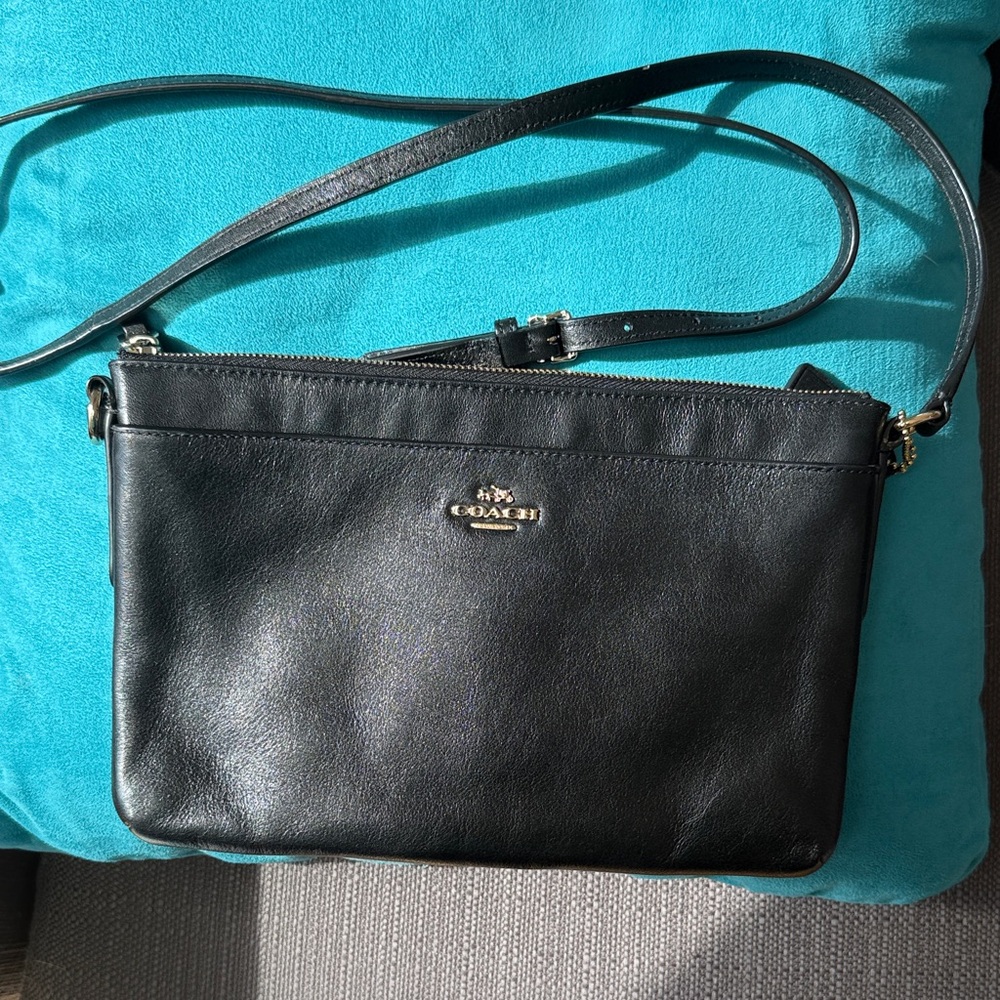 Coach Black Crossbody Bag with Gold Accents